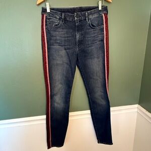 MOTHER High Waisted Looker Glitter Side Stripe Jeans Size 30